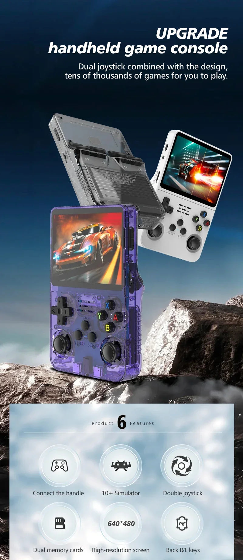 R36S Retro Handheld-Videospielkonsole Linux-System 3,5 Zoll IPS-Bildschirm Tragbarer Taschen-Videoplayer R35S 64GB 15000 Spiele