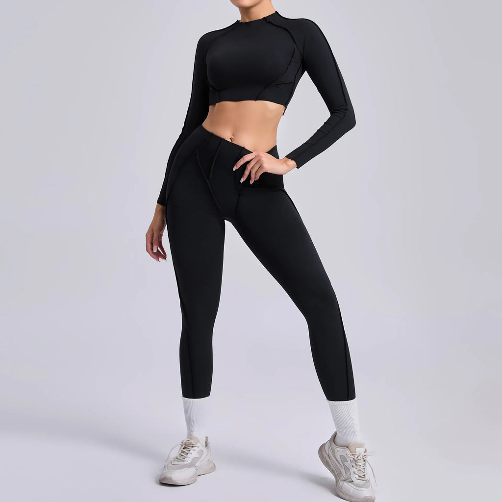 Nahtlose Yoga-Sets Sport-Fitness Hochbund-Hüfthebe-Formhose Rückenfreier BH-Anzug Workout-Gym-Leggings-Sets für Damen