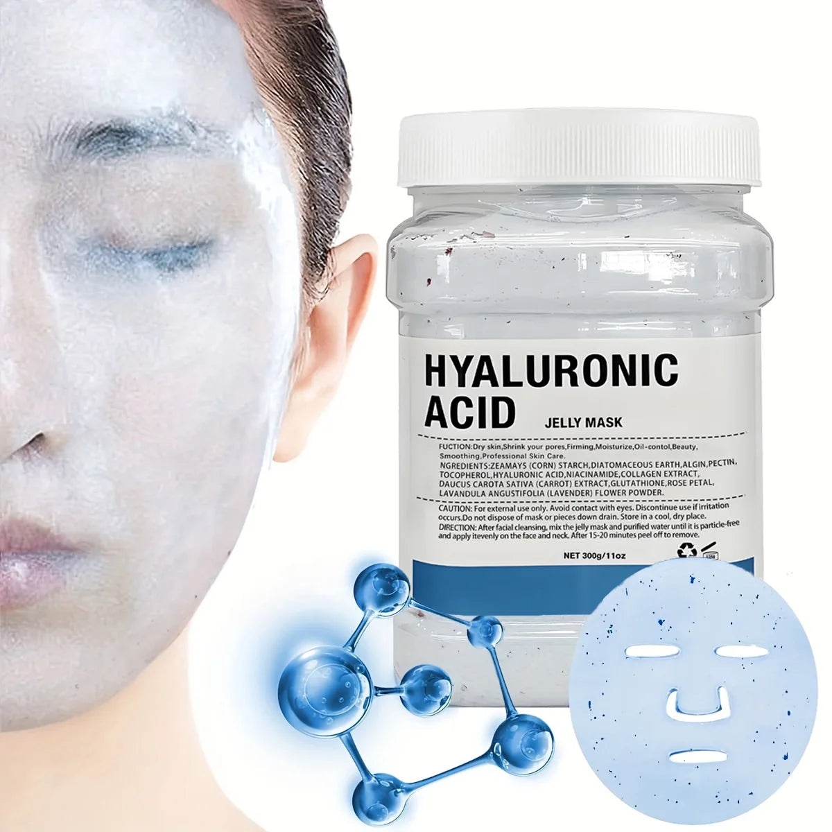 Hyaluronic acid jelly mask face, Moisturizing gel mask, Deep hydration for skin care, 11-ounce. Main image