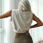 Bauchfreie Baumwoll-Shirts für Damen Süße ärmellose Yoga-Tops Lauf- und Fitness-Shirts Lässige weite Damen-T-Shirts