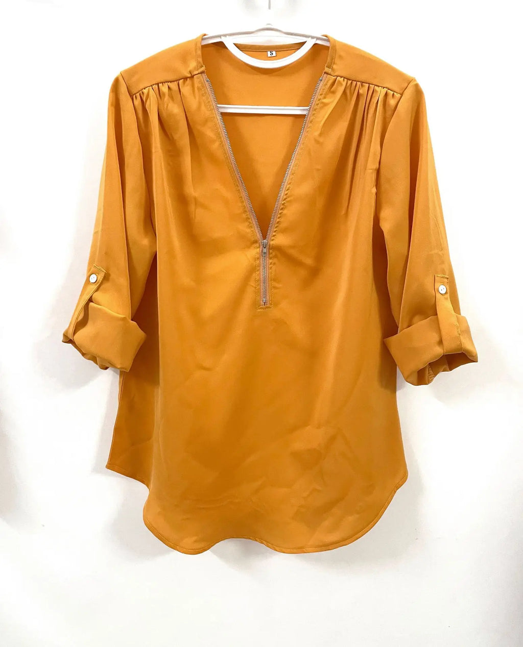 2024 Qualität Heißer Verkauf Plus Size Tiefer V-Ausschnitt Damenbluse Chiffon Coole lockere Hemd Mode Freizeit Damen Tops Sexy Reißverschluss Pullover
