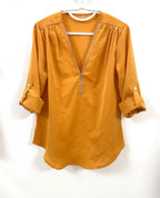 2024 Qualität Heißer Verkauf Plus Size Tiefer V-Ausschnitt Damenbluse Chiffon Coole lockere Hemd Mode Freizeit Damen Tops Sexy Reißverschluss Pullover