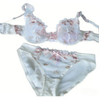 Französischer Minimizer-BH-Set | Große Größe, ungefüttert, Spitze, Halb-Cup, große Körbchen, dünn, Anti-Schwerkraft, transparenter Dessous-Set BANERDANNI BHs
