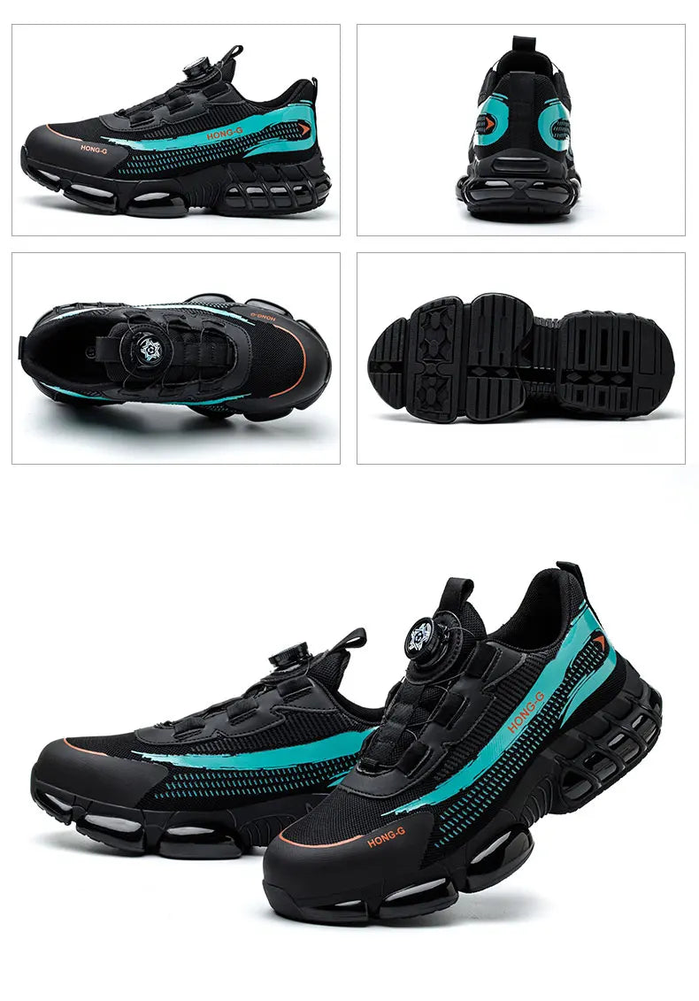 Herren Arbeitsschuhe Drehverschluss-Arbeitssneaker Schutzschuhe Industrie-Sicherheitsschuhe Durchtrittsicher Anti-Smash Stahlkappen-Schuhe