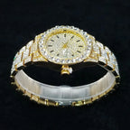 Elegante Diamantenuhren Damen Mode Silber Rund Edelstahl Quarzuhr Iced Out Glänzend Wasserdichte Uhr Geschenk für Frauen