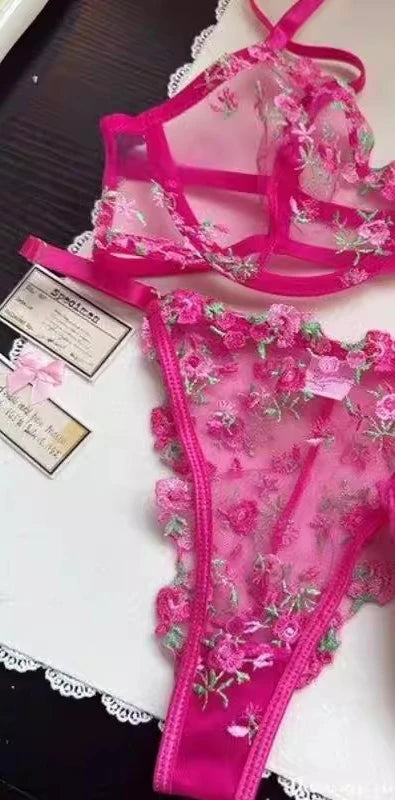 Europäische Frauen verführerischer transparenter BH mit Spitzenstickerei und Bügel, Minimizer für große Brüste, Anti-Sagging, weiche Dessous, S-XL BH-Set