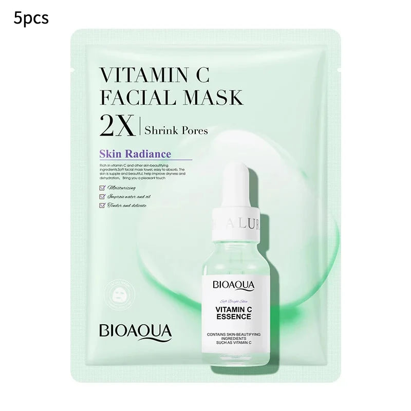 20 Stück/5 Stück Centella Kollagen Gesichtsmaske VC Feuchtigkeitsspendende Erfrischende Tuchmasken Hyaluronsäure Gesichtsmaske Hautpflegeprodukte