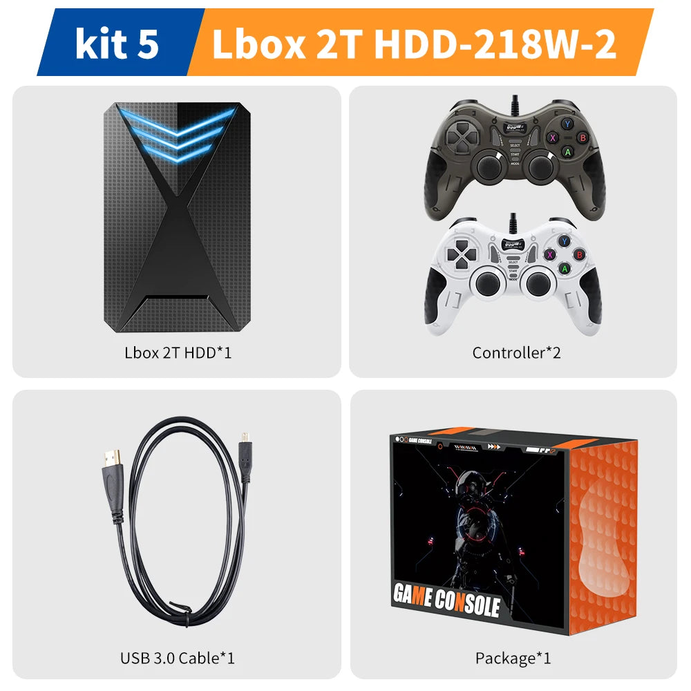 JMachen Hyper Base Lbox Retro-Spielekonsole für PS4/PS3/Switch/PS2/Wii/WiiU/PS1 Launchbox 2TB Gaming-HDD mit über 4200 PC-/3D-Spielen