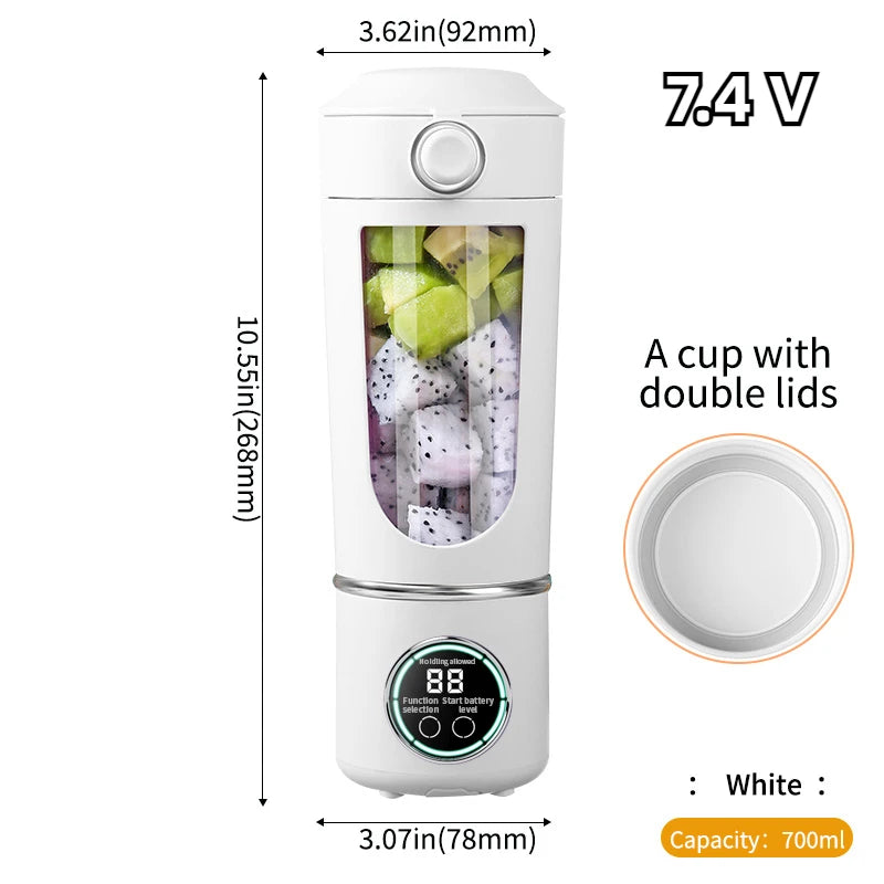 Neuer tragbarer Saftmixer für Shakes Smoothie 700ML Robuster Entsafter Stahlklingen 2-in-1 Mixer Flasche Smoothie tragbar