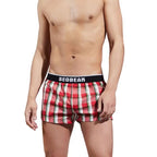 SEOBEAN Klassische Herren Boxershorts kariert 100% Baumwolle Unterwäsche Boxershorts U-konvexer Beutel Pfeil Panties Shorts Herren Schlafunterteile