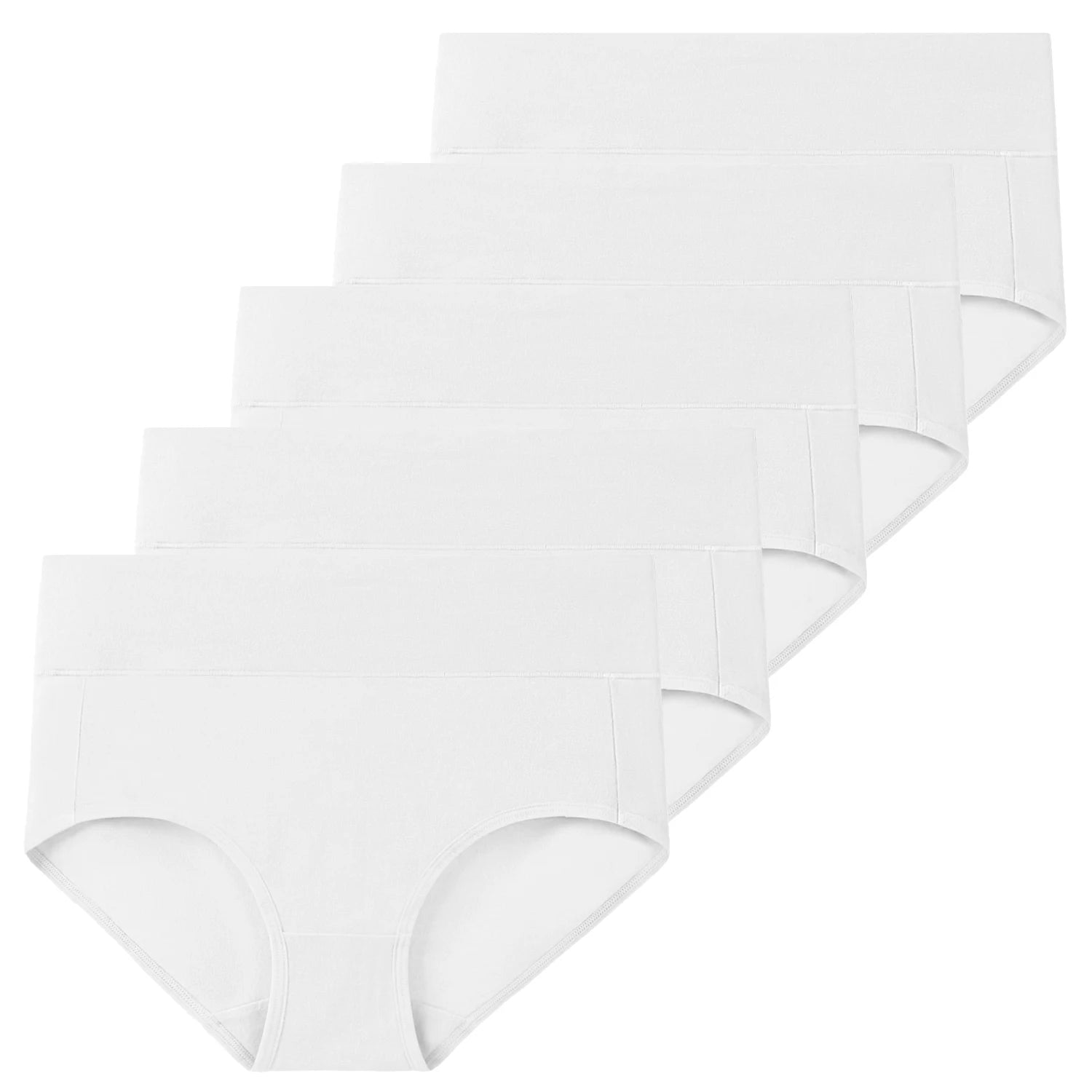 Molasus 5 Stück Damen Baumwollunterhosen Nahtlose Unterwäsche Hohe Taille Volle Abdeckung Damen Slips Set Atmungsaktive Unterhosen Übergröße
