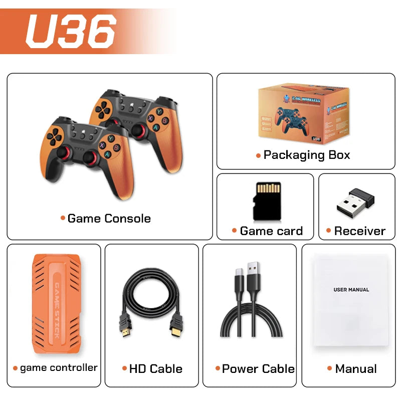 U36 Game-Joystick mit über 50.000 vorinstallierten Spielen, 4K HD-Ausgabe, Retro-Spielekonsole, 3D, über 40 Emulatoren, PSP, PS1