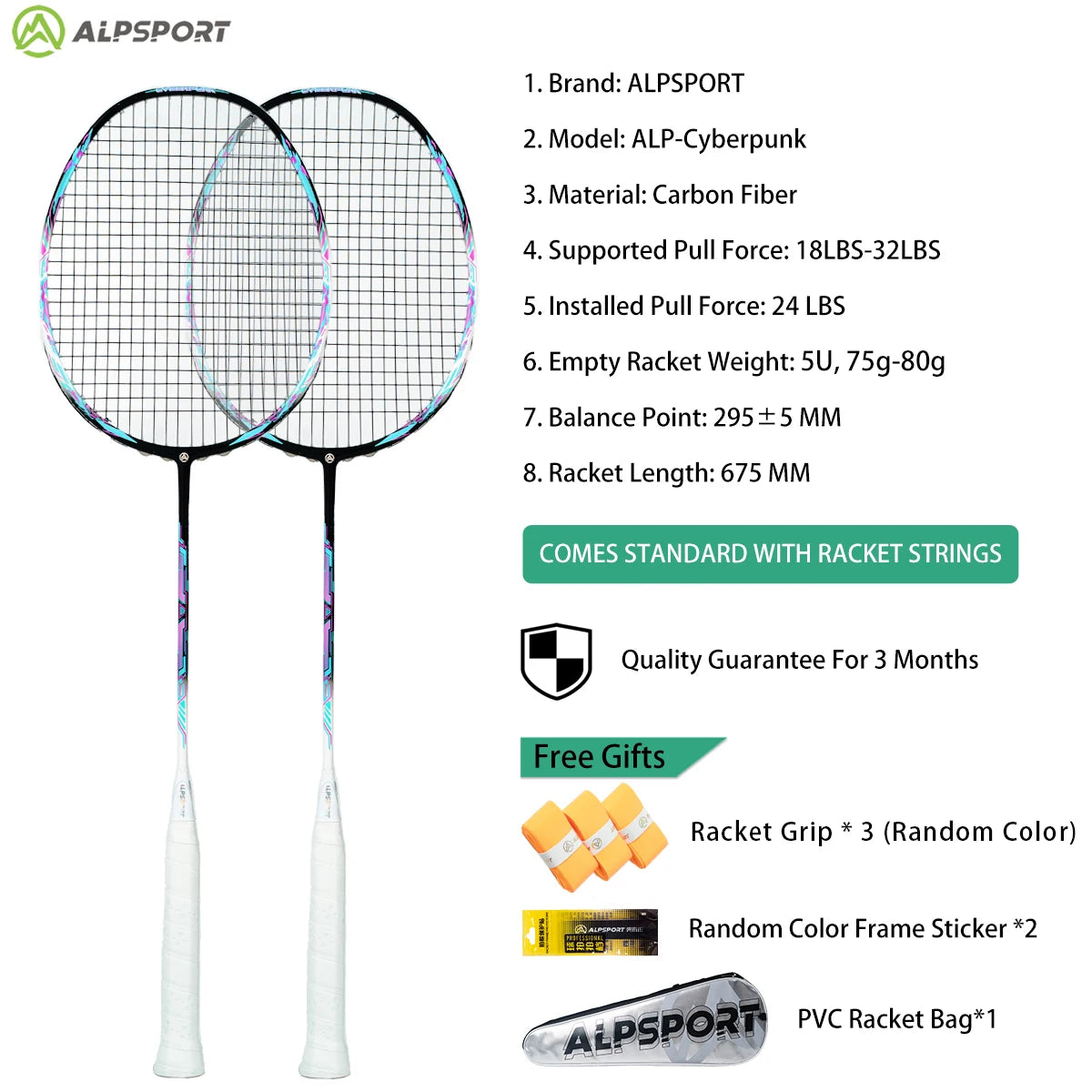 ALP ZJ2.0 Pro 4U 85g 100% Carbonfaser + Titanlegierung Badmintonschläger Ultraleichte Sportausrüstung Schläger Badmintontraining