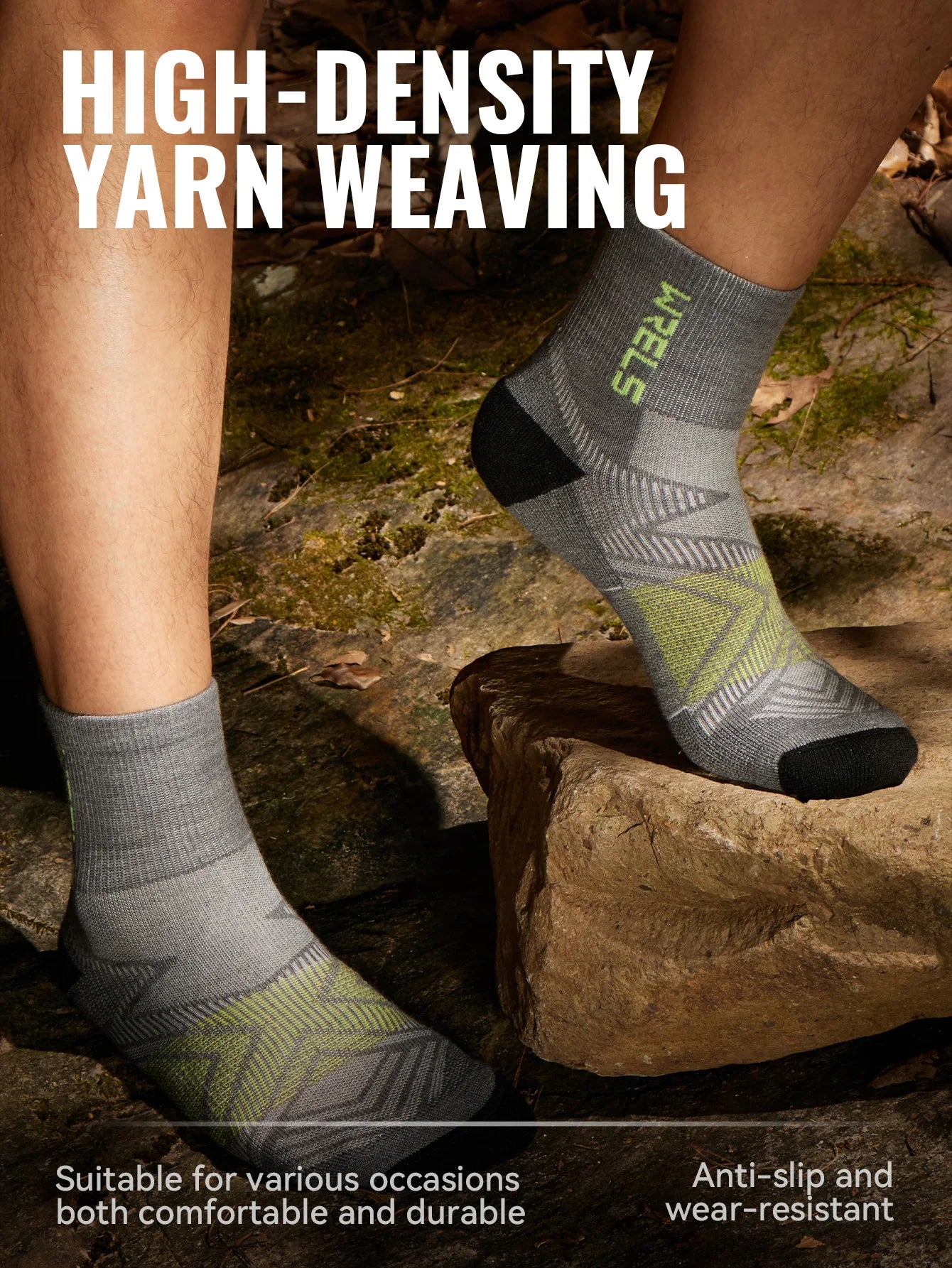 WRELS 1/2/3 Paar Merinowollsocken Wander-Laufsocken Atmungsaktiv Gepolstert Schweißableitend Warm Thermisch Kompressions-Wollsocken