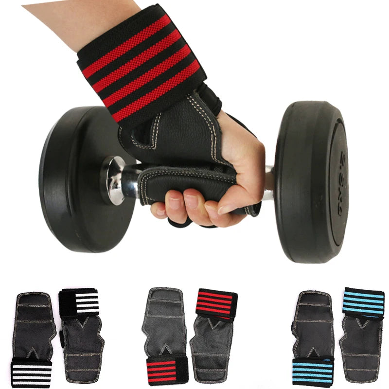 Rindsleder Gewichtheber-Handschuhe 3 Farben Fitnessstudio Anti-Rutsch-Griffe Pads Kreuzheben Gürtel Crossfit Workout Crossfit Handflächenschutz Fitness