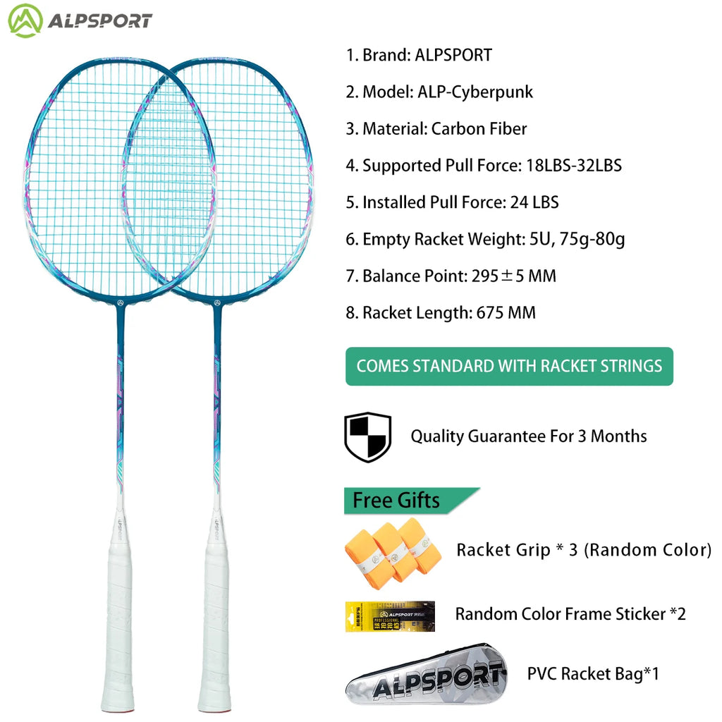 ALP ZJ2.0 Pro 4U 85g 100% Carbonfaser + Titanlegierung Badmintonschläger Ultraleichte Sportausrüstung Schläger Badmintontraining