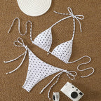 Sexy Micro-Bikini-Sets mit Perlenpunktdruck, Bademode 2026, Badeanzug für Damen, Strandkleidung, Damen Strand Sommer Bikini, zweiteiliger Badeanzug