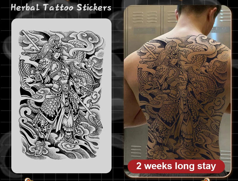 Magic Juice Tinte Wasserdichte Tattoo Aufkleber Große Größe Kräutersaft Temporäre Tattoos Männer Body Art Drache Tiger