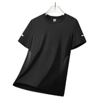 CHRLCK Herren Wander-Schnelltrocknungs-T-Shirts Atmungsaktive Lauf- und Angel-T-Shirts Weiche Elastizität Outdoor-Sport-Kurzarmshirt Sommer