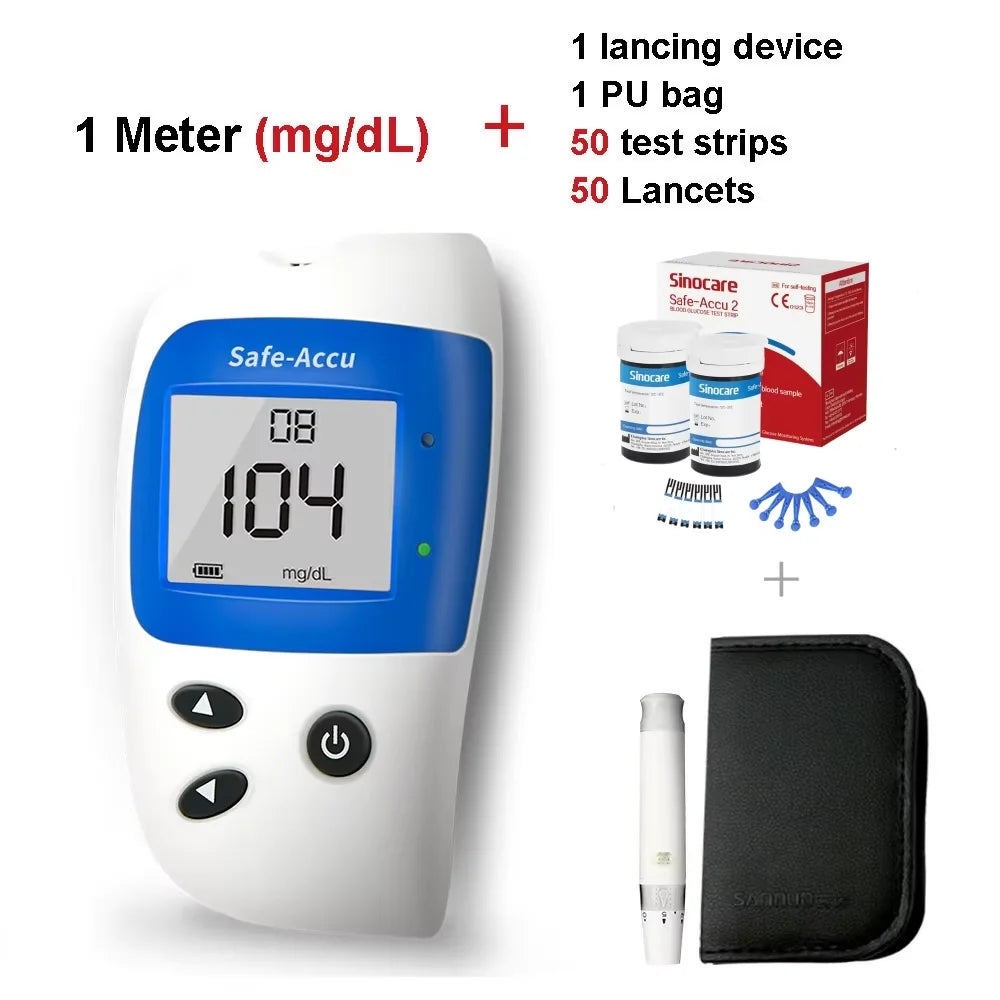 Sinocare Safe Accu2 Blutzuckermessgerät Blutzucker Testkit Diabetes Heim-Glukometer mit 50 Teststreifen oder nur Teststreifen