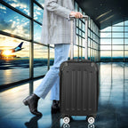 Comanlai 3-teiliges Rollkoffer-Set, schwarze Hartschalenkoffer, klassisches Streifendesign, mit 360°-Universalrollen, TSA-Schloss und Teleskopgriff, für Geschäftsreisen und Outdoor-Urlaub