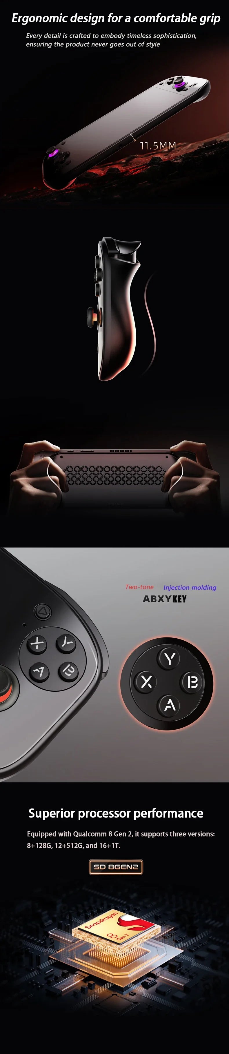 Ayn Odin 2 Portal Retro Handheld-Spielekonsole | 7" 120Hz Display, 8 Gen 2, 8000mAh Portable Videospielkonsole als Geschenk