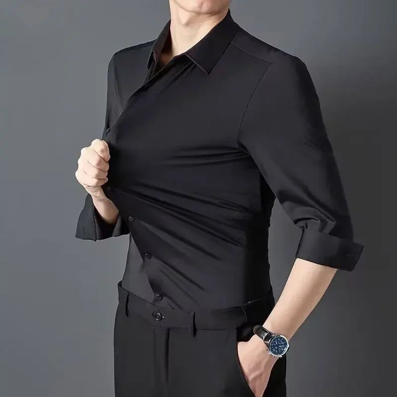 Premium Herren Ultra-Stretch Hemd – Hochwertiges seidiges Business Hemd mit langen Ärmeln für den Business- und Freizeitbereich