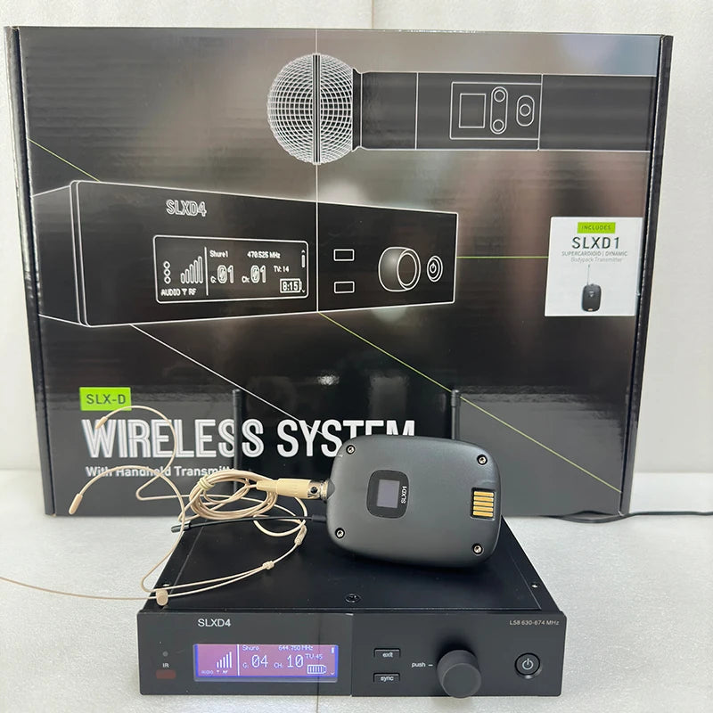 SLXD Mikrofon 500/600/800MHz Drahtloses Mikrofonsystem 4-Pin Headset KSM8/Beta58 Professionelles Audio-Equipment für Bühne Karaoke