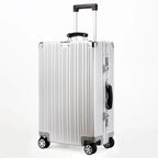 Hochwertiger Vintage-Koffer aus Aluminium-Magnesium-Legierung, 20/24/26/29 Zoll leichter Reise-Trolley mit Ledergriff
