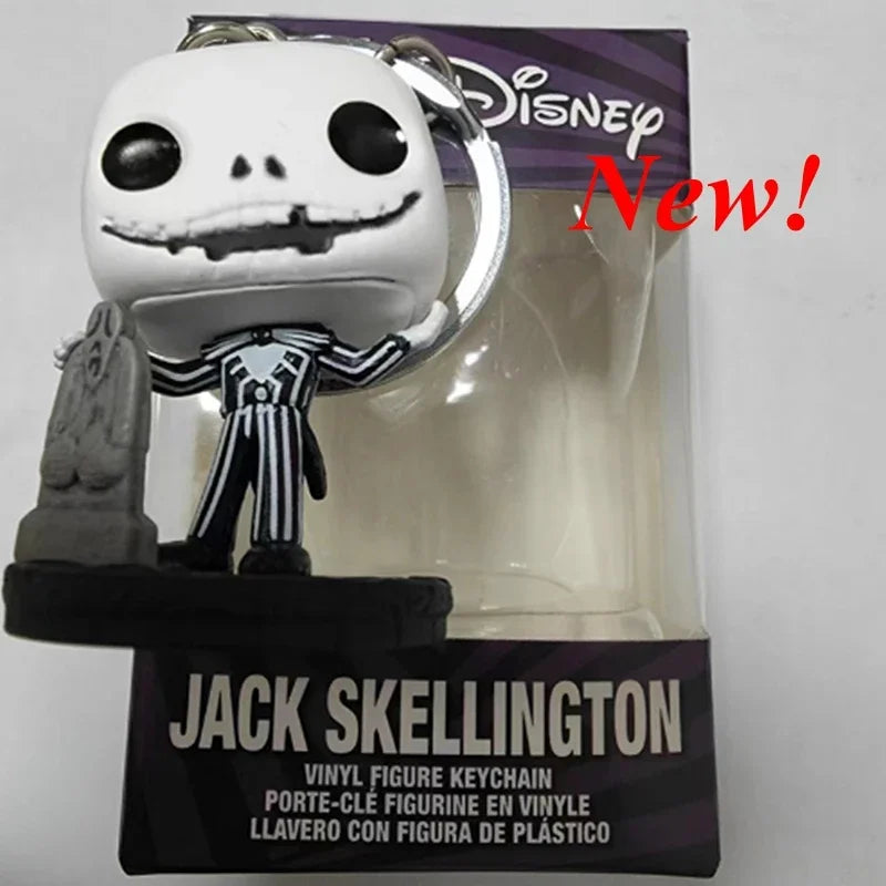 Neue FUNKO Schlüsselanhänger Disney Dämonin Prinzessin Bella Arielle Alice Anna Elsa Bell Jack Sally Stitch Actionfigur Spielzeug Ornamente