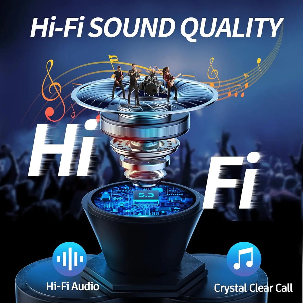 Kabellose Bluetooth 5.3 Kopfhörer 60 Std. Wiedergabezeit LED-Leistungsanzeige Ohrhörer Mikrofon Geräuschunterdrückung Stereo Sound Earphones