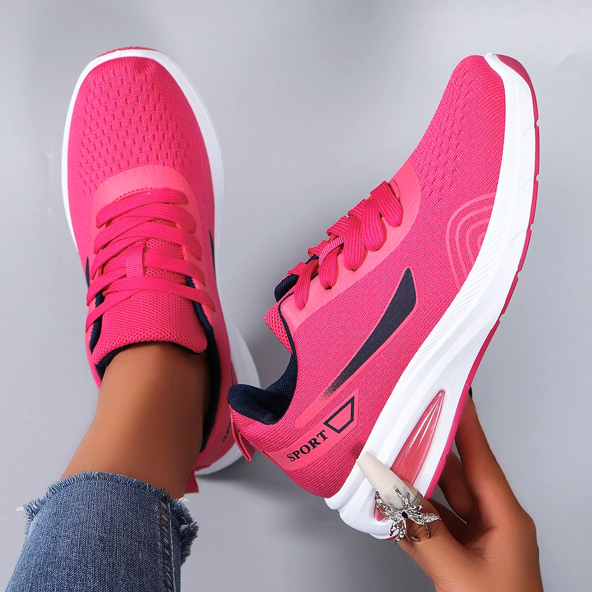 Frühlings-Freizeitsportschuhe für Damen, modisch, atmungsaktiv, leicht, rutschfest, verschleißfest, flache Schuhe