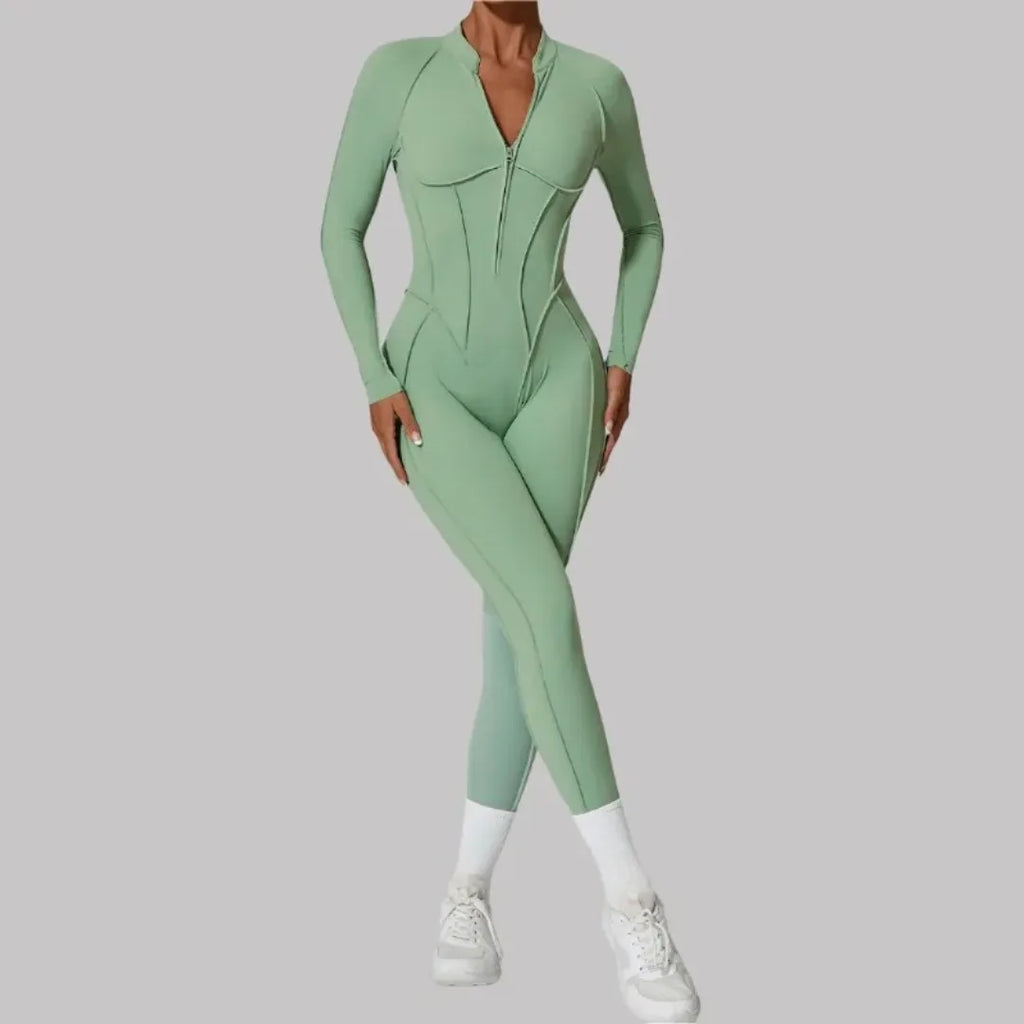 Women's Yoga Jumpsuit Hip Lift Sports Fitness Removable Padding Backless Zipper Leggings One-Piece Running Workout Gym Jumpsuit