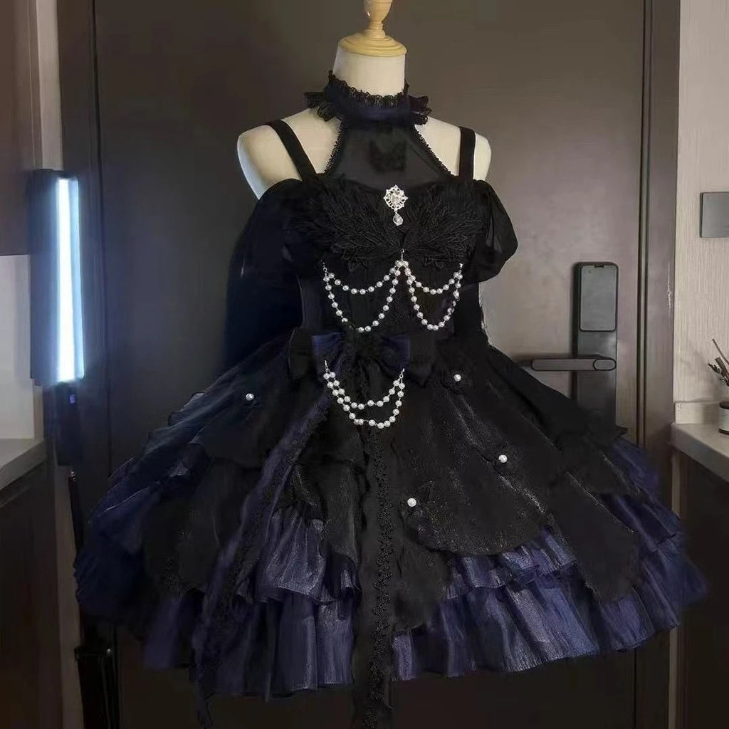 Japanisches Sommer-Kawaii-Lolita-Kleid Damen Party Vintage Süße Spitze Schleife Geburtstags-Kuchenkleider Harajuku Y2k Bandagenkleid