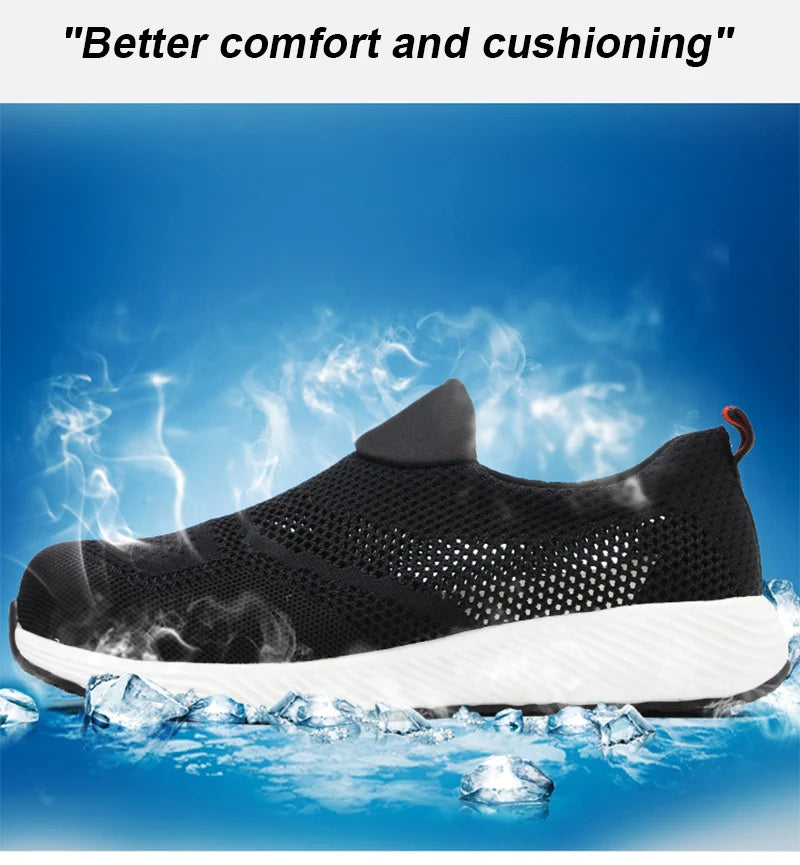 Sommer Mesh Leichte Arbeitssneaker Stahlkappe Schutzarbeitsschuhe Herren Damen Atmungsaktive Bauschuh Arbeitsstiefel Herren