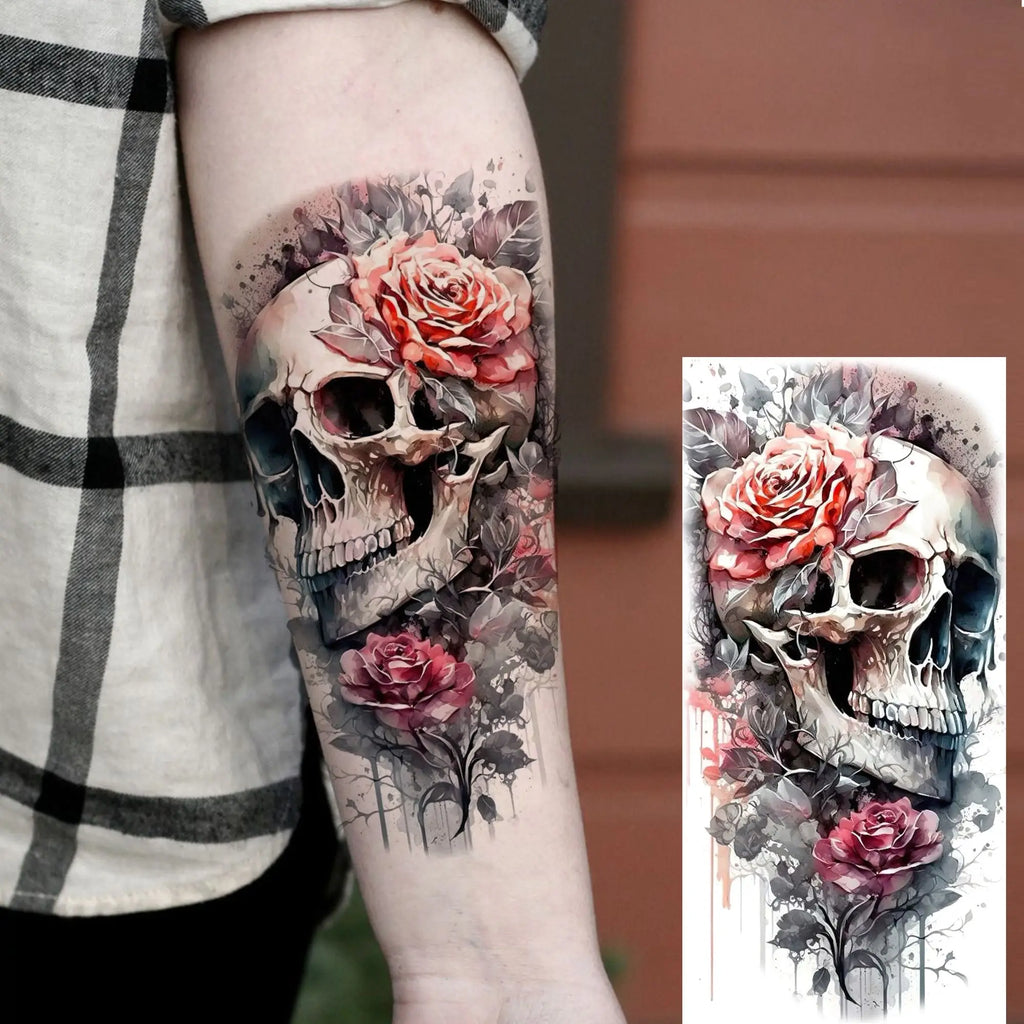 1 Blatt einzigartige Aquarell-Löwe-Tiger-Tier-Temporäre Tattoos langanhaltend wasserdicht Fuchs Eule gefälschter Tattoo-Aufkleber Körperkunst Tattoo