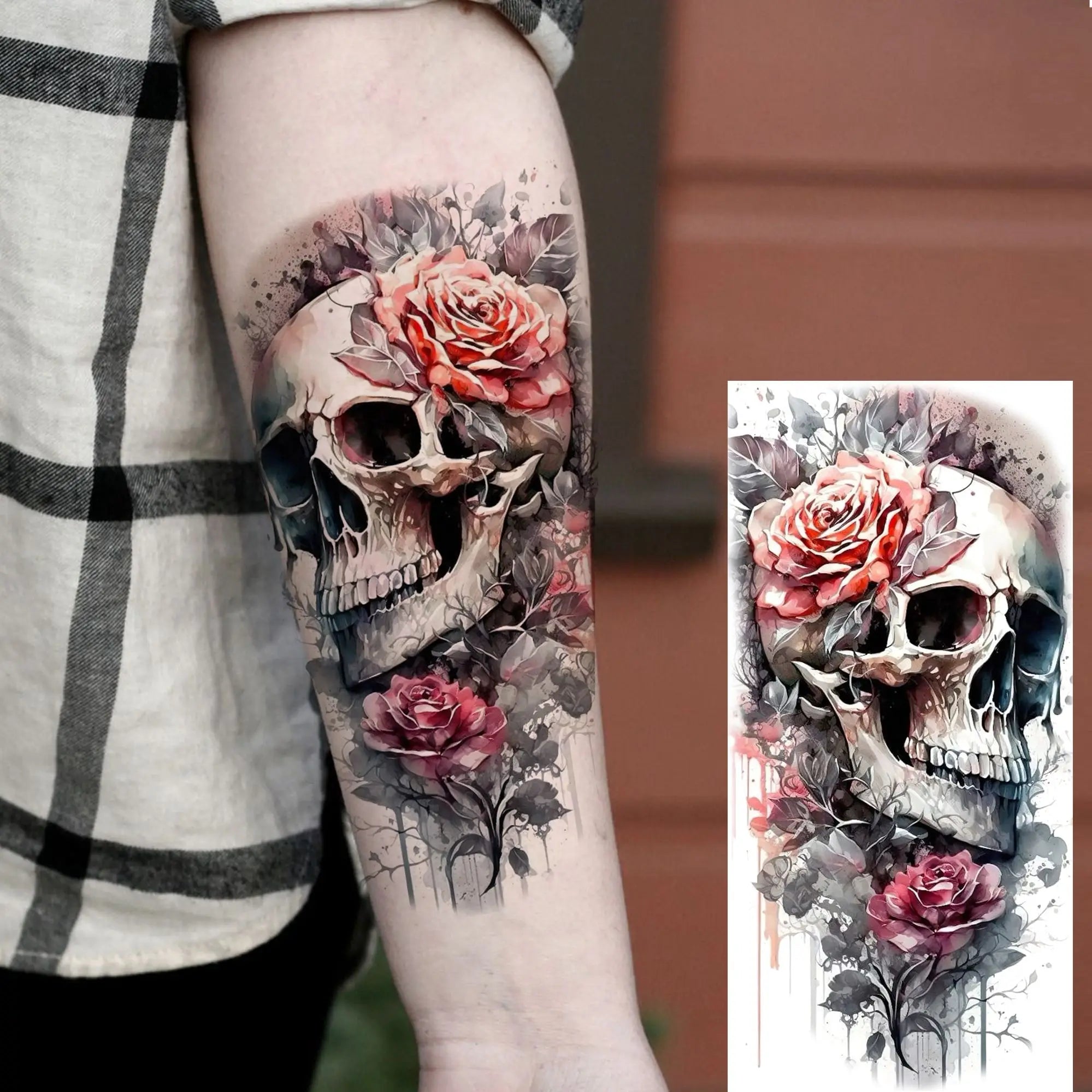 1 Blatt einzigartige Aquarell-Löwe-Tiger-Tier-Temporäre Tattoos langanhaltend wasserdicht Fuchs Eule gefälschter Tattoo-Aufkleber Körperkunst Tattoo
