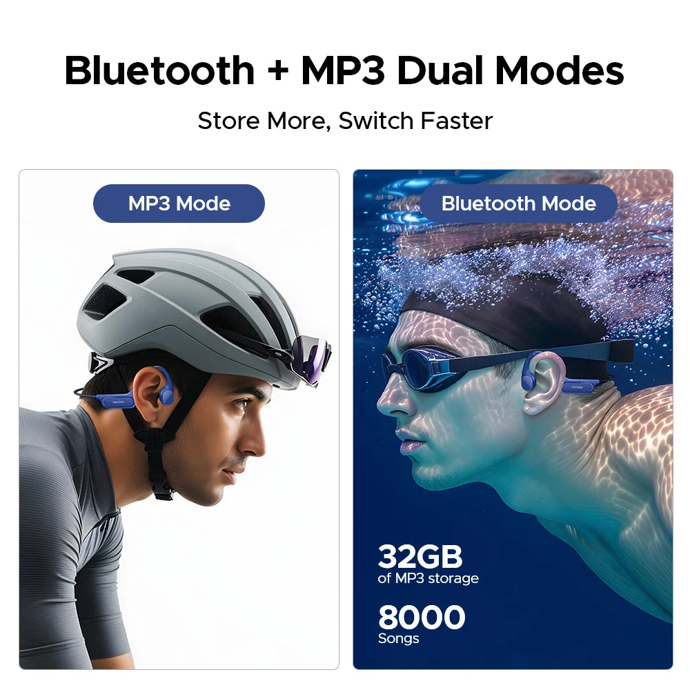 DOOGEE BoneBeat Swim Lite Knochenschall-Sportkopfhörer Bluetooth 5.4 Drahtloser Ohrhörer Wasserdichtes Headset zum Schwimmen