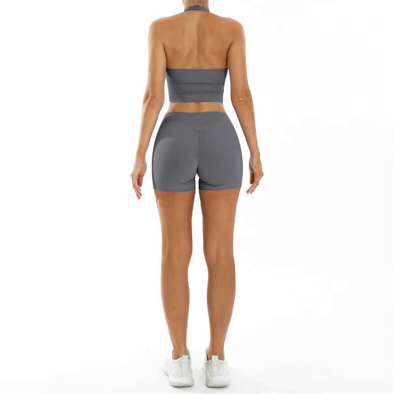 Scrunch-Sportanzug Damen Yoga-Set Gymnastik-Kleidung Sexy Sport-BHs und Schlaghosen-Sets Fitness-Outfits Damen Trainingskleidung