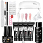24-teiliges Set 20ml Poly Nail Extension Gel Kit Mini-UV-Lampe Versiegelung mit Basislack Überlack Professionelles Poly-UV-Nagelgel-Kit Starter-Kit