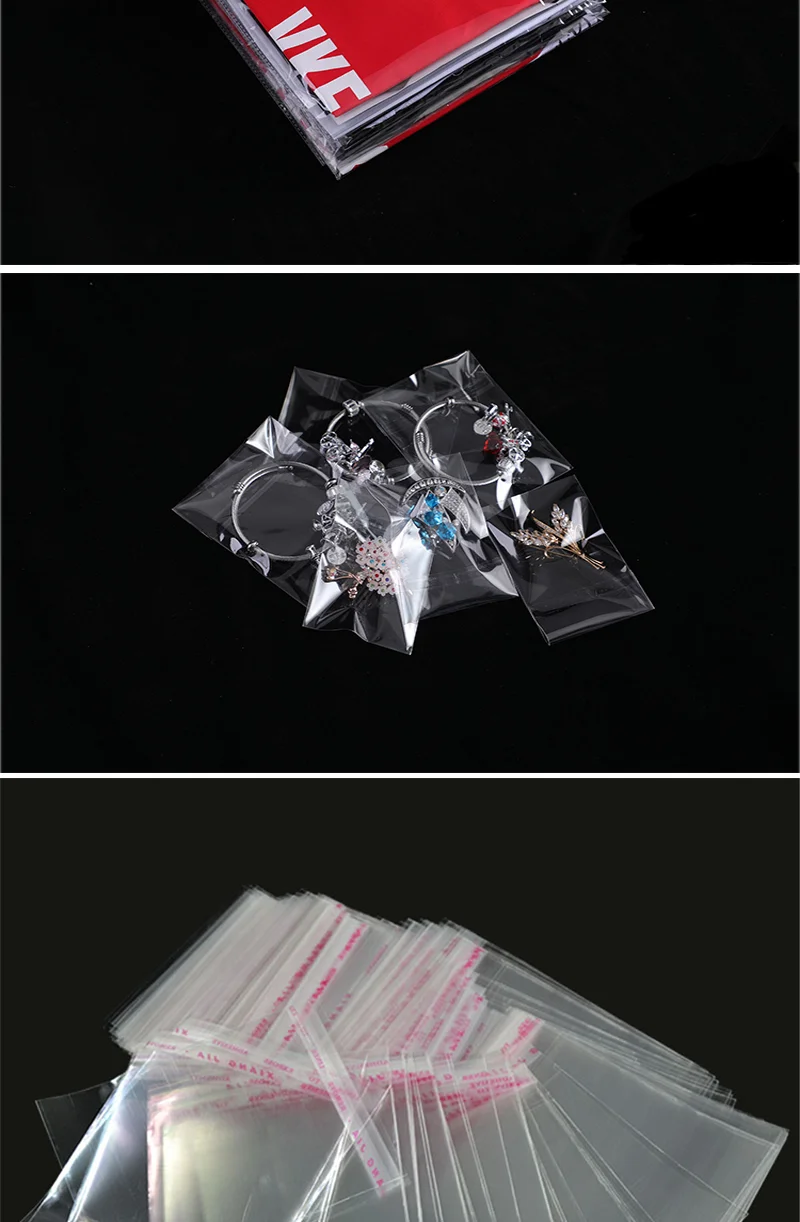 100/200 Stk. transparente, selbstklebende Beutel OPP Plastik-Zellophanbeutel Geschenkbeutel & Beutel Schmuckverpackungsbeutel
