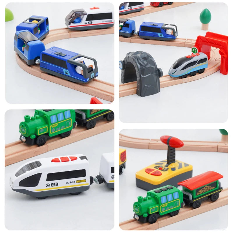 Holz Eisenbahn Lokomotive Magnetische Elektrische Auto Zug Spielzeug Passend für Biro Holz Diecast Slot Schienenbahn Weihnachten Geschenk Zweitbild