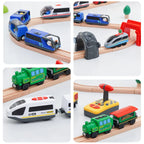 Holz Eisenbahn Lokomotive Magnetische Elektrische Auto Zug Spielzeug Passend für Biro Holz Diecast Slot Schienenbahn Weihnachten Geschenk