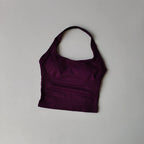 Nahtlose Neckholder-Yoga-Tanktops für Damen mit integriertem BH, gepolstertem Gymnastik-Top, ärmellosem Shirt, tailliert, rückenfrei, Sportbekleidung