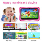 BDF Tablet für Kinder 7 Zoll Android 11 System 32 GB WiFi Bluetooth Dual-Kamera Bildungssoftware installiert mit Schutzhülle