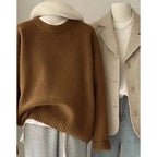 Weicher, wachsartiger Rundhals-Pullover aus 100 % reinem Kaschmir für Damen, lockerer Pullover, Herbst- und Winter-Kurzpullover