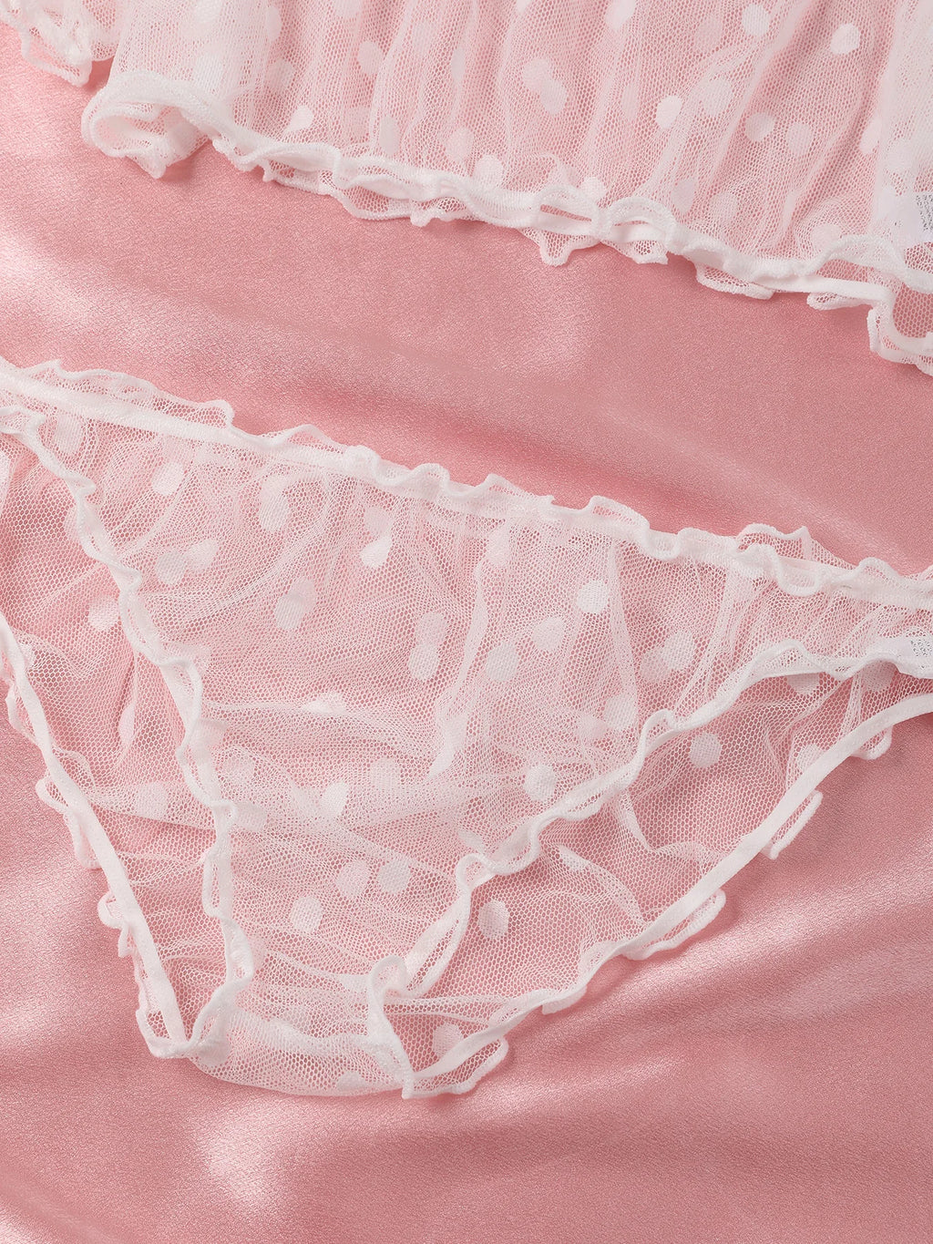 Dessous-Set mit Tupfenmuster, semi-transparentem Design, Bustier-Oberteil und Höschen-Set, Damenbekleidung