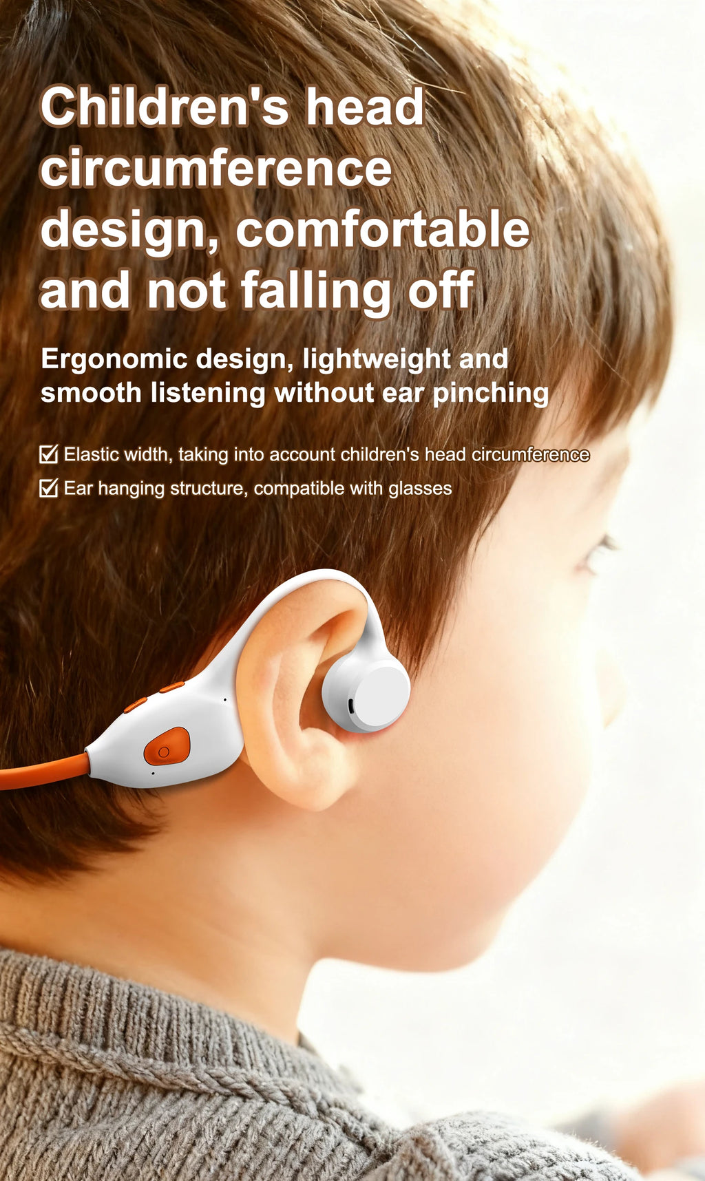 Air-Conduction-Stereo-Kopfhörer Kinder Open-Ear-Bluetooth-6.0-Ohrhörer Drahtlose Geräuschunterdrückung Lern-Musik-Headset Ohrbügel