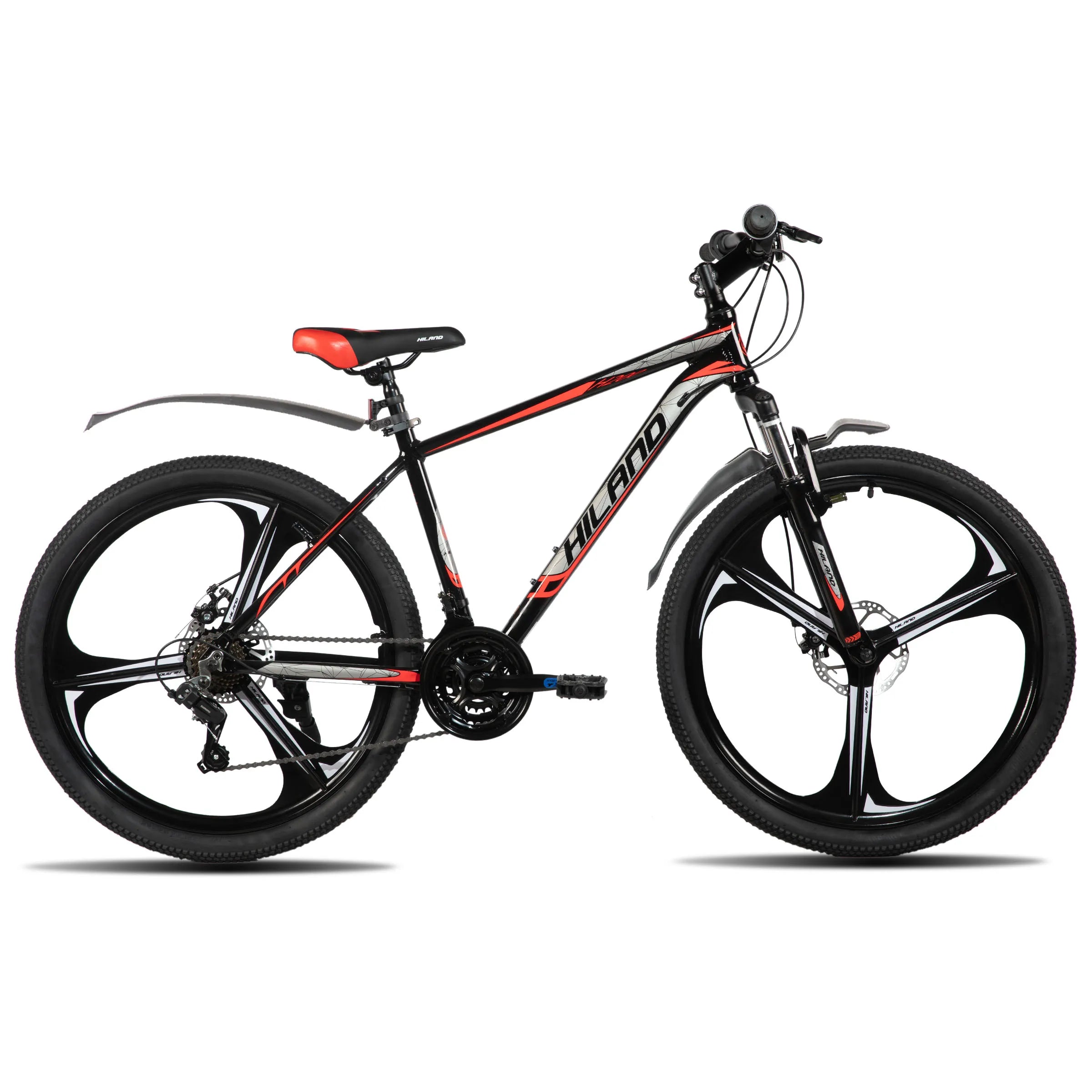 HILAND Mountainbike, 3-Speichen-Rad, 18 Gänge Schaltung, Aluminiumrahmen 26 Zoll Räder, Scheibenbremsen Fahrrad für Herren Damen Herren-MTB