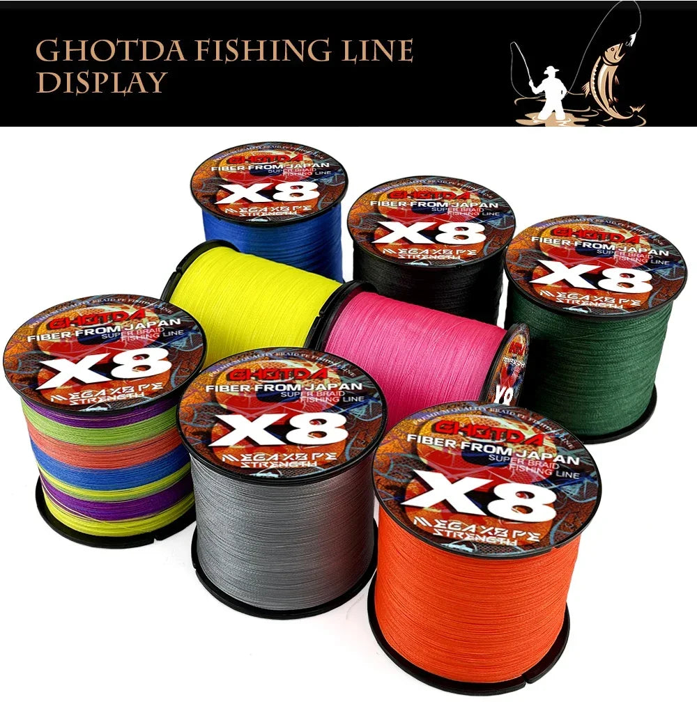 8 Strands Multifilament Angelschnüre Salzwasser Fliegen-Karpfen geflochtene Schnur X8 Spinnköder Angelschnur für Barsch 300m/500m 18lb-78lb